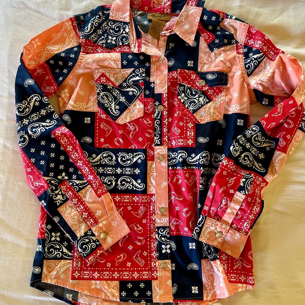 Wrangler Red and Navy Bandana Print Shirt
